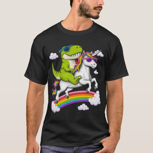 T-Rex-Dinosaur reitender Einhorn T-Shirt (Vorderseite)