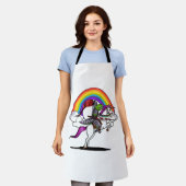 T-Rex Dinosaur Riding Unicorn Regenbogen Funny Schürze (Getragen)