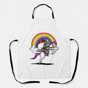 T-Rex Dinosaur Riding Unicorn Regenbogen Funny Schürze