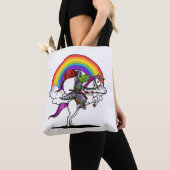 T-Rex Dinosaur Riding Unicorn Regenbogen Funny Tasche (Von Nahem)