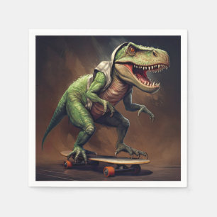 T-Rex Dinosaur Rising a Skateboard Geburtstagspart Serviette