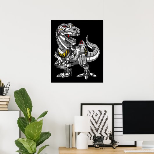 T-Rex Dinosaur Robot Monster Boys Kids Poster (Heimbüro)