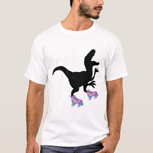 T-rex Dinosaur Roller Skaten Funny T-Shirt (Vorderseite)
