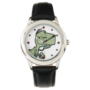 T-Rex Dinosaur Roter Grüner Cartoon Kinder Armbanduhr