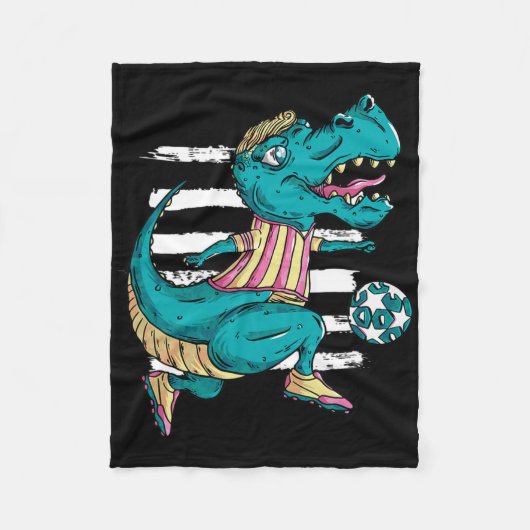 T-Rex-Dinosaur spielt Fußball - Trex-Design Fleecedecke (Vorderseite)