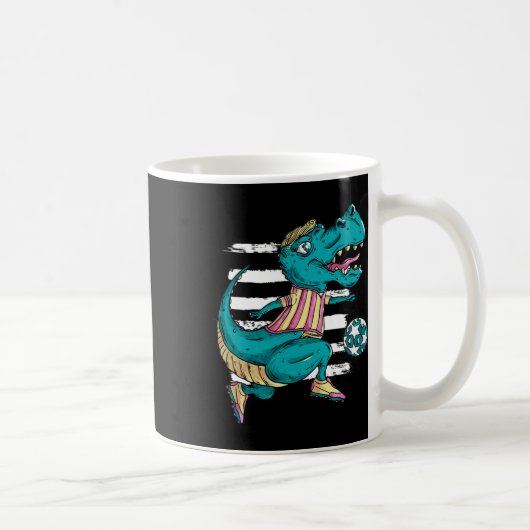 T-Rex-Dinosaur spielt Fußball - Trex-Design Kaffeetasse (Rechts)
