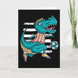 T-Rex Dinosaur spielt Fußball - Trex Design Karte