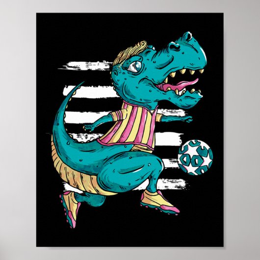 T-Rex Dinosaur spielt Fußball - Trex Design Poster (Vorne)