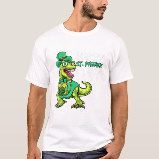 T Rex Dinosaur , St Patrick's Day Toddler Boys T-Shirt (Vorderseite)