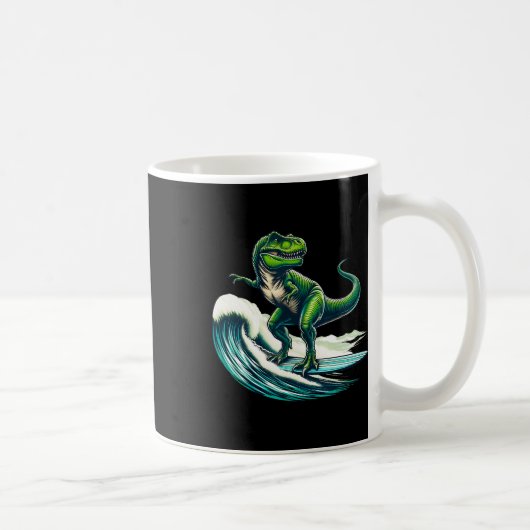 T-Rex-Dinosaur-Surfen-Surfer-Surfbrett-Geschenk fü Kaffeetasse (Rechts)