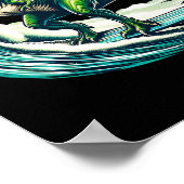 T-Rex-Dinosaur-Surfen-Surfer-Surfbrett-Geschenk fü Poster (Ecke)