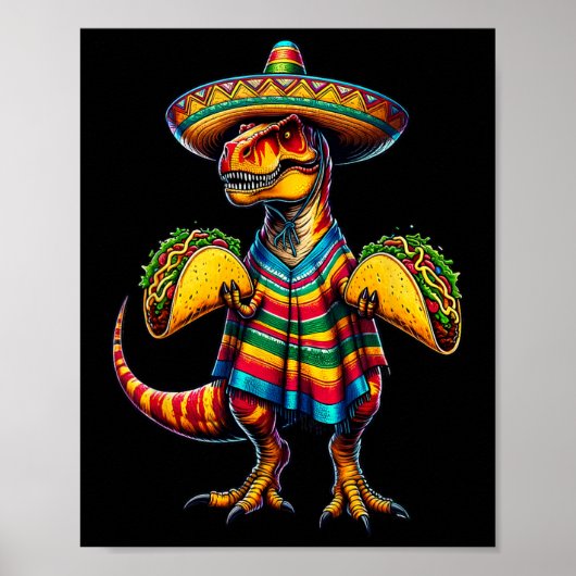 T-rex Dinosaur Taco Lover Cinco De Mayo Sombrero P Poster (Vorne)