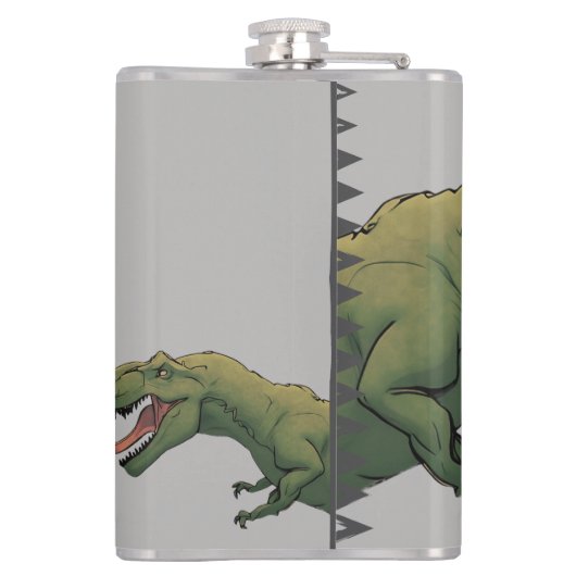 T-Rex Dinosaur Thirsty! Mit Taschen Flachmann (Rückseite)