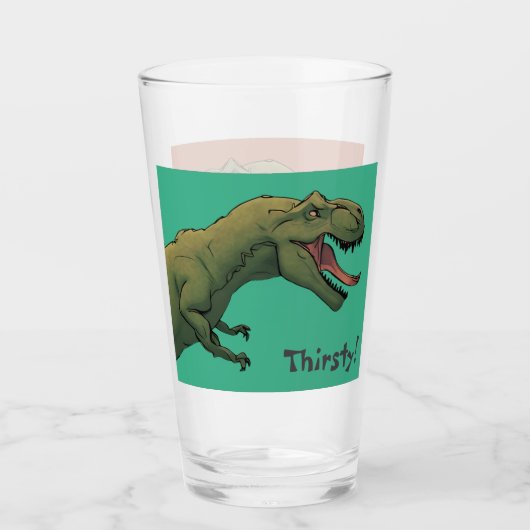 T-Rex Dinosaur Thirsty! Trinkglas Glas (Vorderseite)