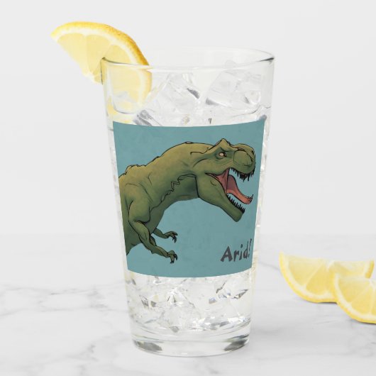 T-Rex Dinosaur Thirsty! Trinkglas Glas (Vorderseite Ice)