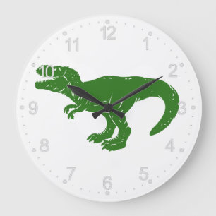T rex dinosaur - Wählen Sie die Hintergrundfarbe Große Wanduhr