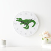 T rex dinosaur - Wählen Sie die Hintergrundfarbe Große Wanduhr (Zuhause)