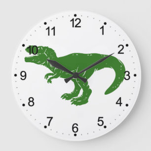 T rex dinosaur - Wählen Sie die Hintergrundfarbe Große Wanduhr