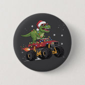 T-Rex Dinosaur Weihnachtsmonster Truck Button (Vorderseite)