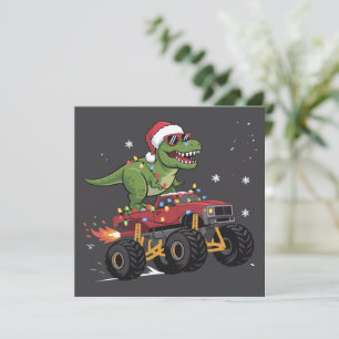 T-Rex Dinosaur Weihnachtsmonster Truck Feiertagskarte