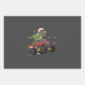T-Rex Dinosaur Weihnachtsmonster Truck Geschenkpapier Set (Vorderseite)