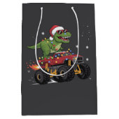 T-Rex Dinosaur Weihnachtsmonster Truck Mittlere Geschenktüte (Vorderseite)