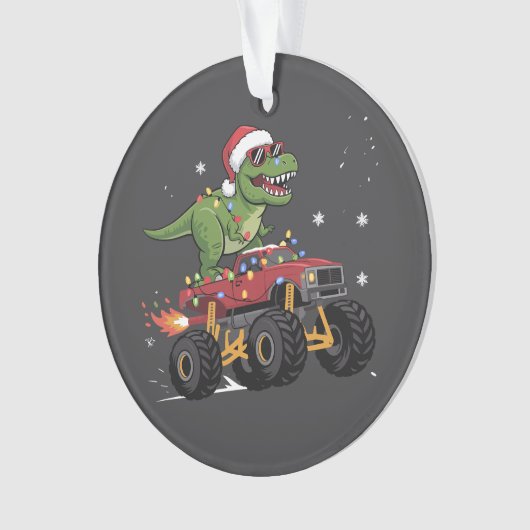 T-Rex Dinosaur Weihnachtsmonster Truck Ornament (Vorderseite)