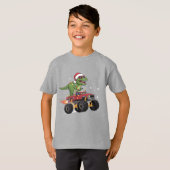 T-Rex Dinosaur Weihnachtsmonster Truck T-Shirt (Vorne ganz)