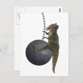 T-Rex Dinosaur Wrecking Ball Postkarte (Vorne/Hinten)
