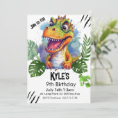 T Rex, Dinosaur zum Geburtstag, Einladung (Stehend Vorderseite)