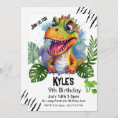 T Rex, Dinosaur zum Geburtstag, Einladung (Vorne/Hinten)