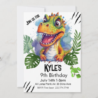 T Rex, Dinosaur zum Geburtstag, Einladung