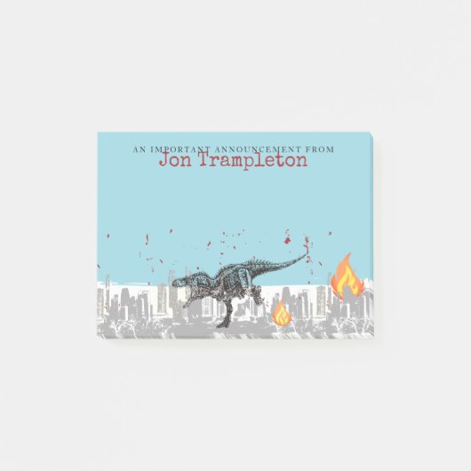 T-Rex-Dinosaurier attackieren Stadt personalisiert Post-it Klebezettel (Vorderseite)