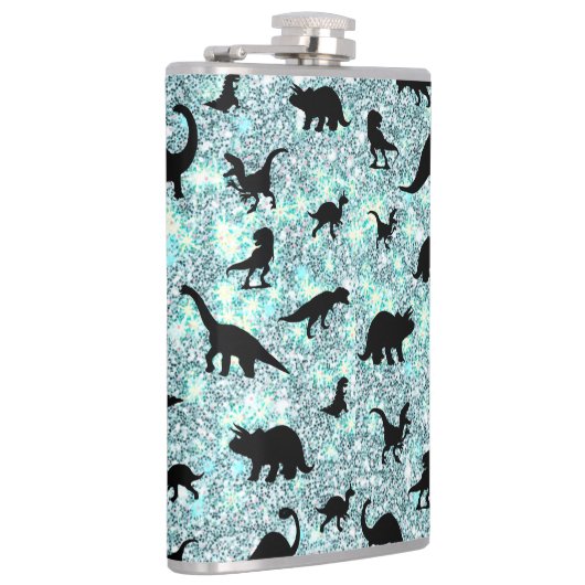 T-rex-Dinosaurier auf Gradientengalaxie Flachmann (Rechts)