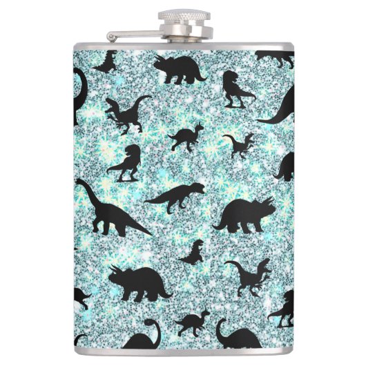 T-rex-Dinosaurier auf Gradientengalaxie Flachmann (Vorderseite)