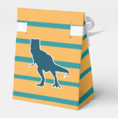 T-rex Dinosaurier Cartoon gelb und blau für Jungen Geschenkschachtel (Rückseite)