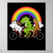 T-Rex Dinosaurier Einhornschlitten auf dem Fahrrad Poster (Vorne)