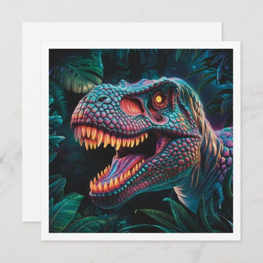 T Rex Dinosaurier Flat Greeting Card (Vorne/Hinten)