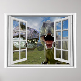 T-Rex Dinosaurier-Imitate Fensteransicht Poster
