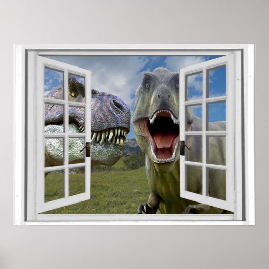 T-Rex Dinosaurier-Imitate Fensteransicht Poster (Vorne)