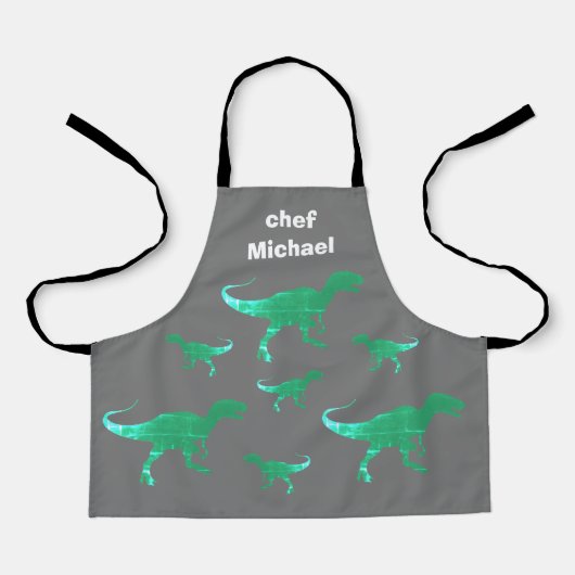 T-rex-Dinosaurier-individuelle Name Schürze (Vorderseite)