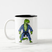 T-Rex Dinosaurier Jiu-Jitsu Zweifarbige Tasse (Links)
