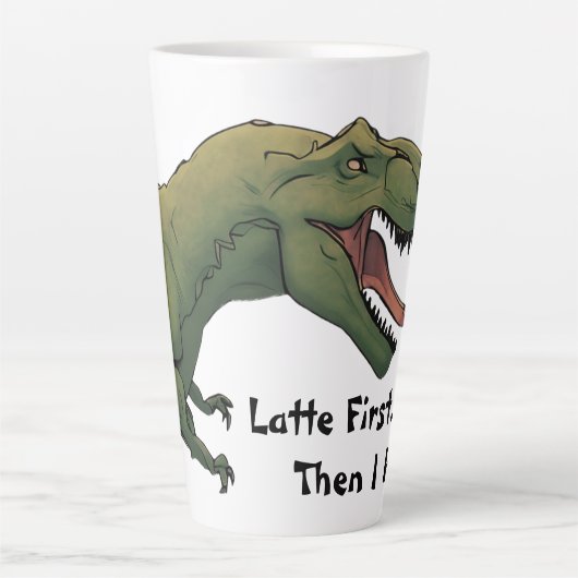 T-Rex Dinosaurier Kaffee oder Chai zuerst dann jag Milchtasse (Vorderseite)