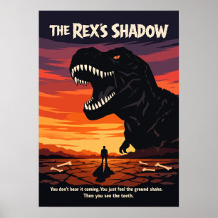 T-Rex Dinosaurier Kunst Sonnenuntergang Poster
