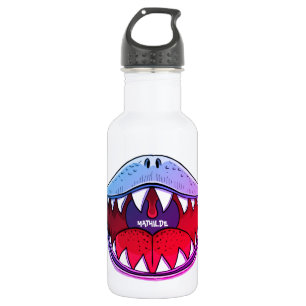 T-Rex Dinosaurier Mund Rosa Kinder Name Edelstahlflasche
