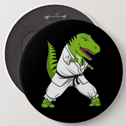 T-Rex Dinosaurier Ninja Kampfkunst-Karate Button (Vorne & Hinten)