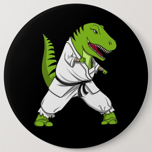 T-Rex Dinosaurier Ninja Kampfkunst-Karate Button (Vorderseite)