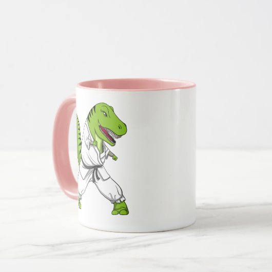 T-Rex Dinosaurier Ninja Kampfkunst-Karate Tasse (Vorderseite Links)