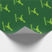 T-rex Dinosaurier Packpapier und Kindername (Ecke)