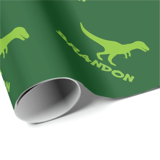 T-rex Dinosaurier Packpapier und Kindername (Rolleneckpunkt)